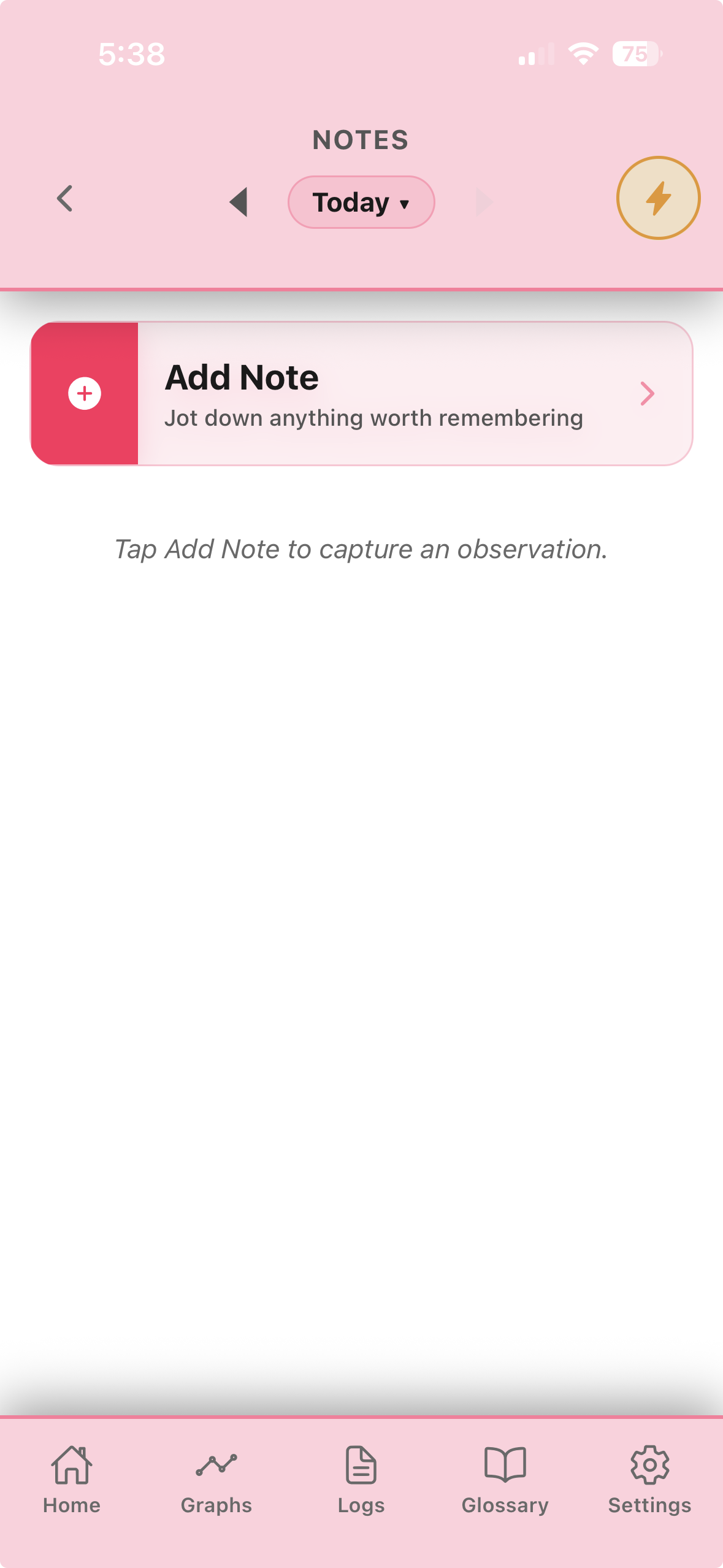 Notes screen with an Add Note action.